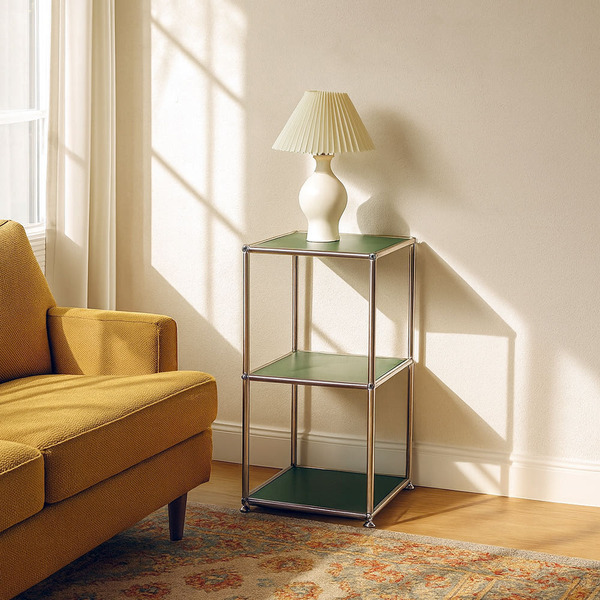 에프룸 미드센츄리 침실 미니협탁 모듈선반 수납_선반형, 올리브그린, 3단 125,000원