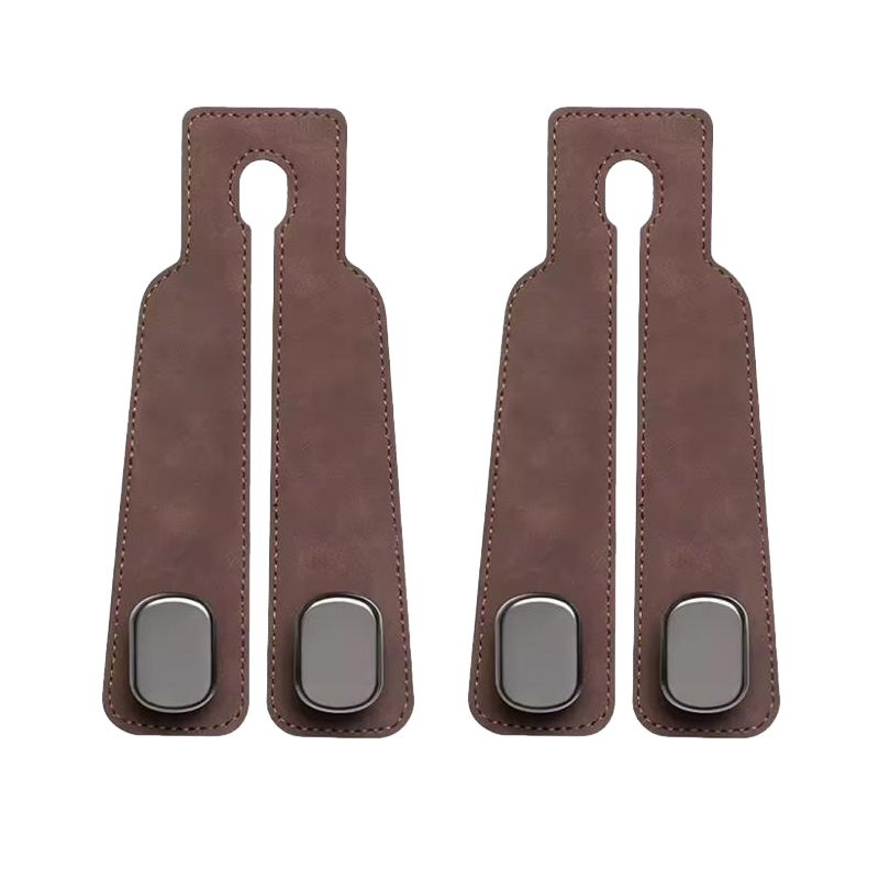 SEAMETAL 듀얼후크 자동차 후크걸이 헤드레스트 고리 걸쇄 행거 휴대폰거치 가방 봉지, 인조 스웨이드+메탈소재, 브라운, 2개 11,900원