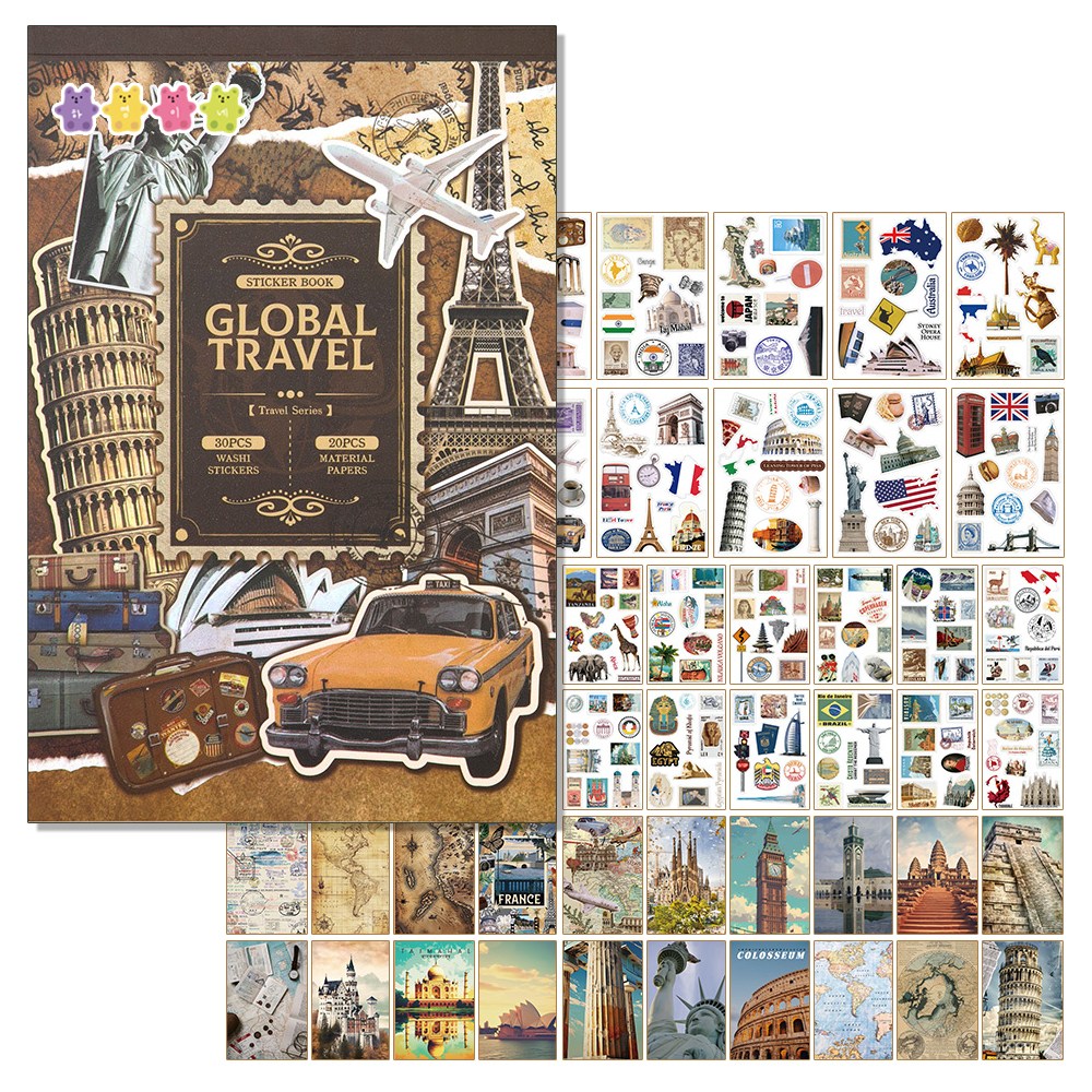 하영이네 엔틱감성 빈티지 꾸미기 스티커북, 세계여행 11,900원