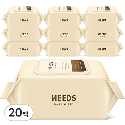 NEEDS 브라운 저자극 도톰 엠보싱 아기물티슈 캡형 30,800원