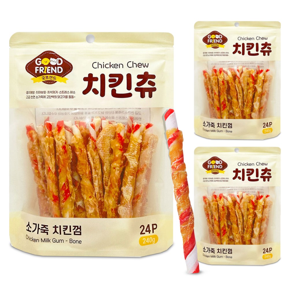 굿프랜드 치킨츄 스틱 딩고껌 대용량 애견 개껌 강아지 간식, 치킨츄, 3개 18,900원