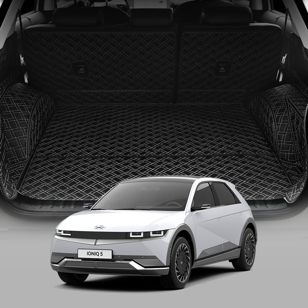 디테일링 우븐블럭 프리미엄 풀커버 트렁크 매트 + 킥매트 + 가죽보호제 세트, 블랙 + 그레이, 아이오닉5(NE) 135,330원