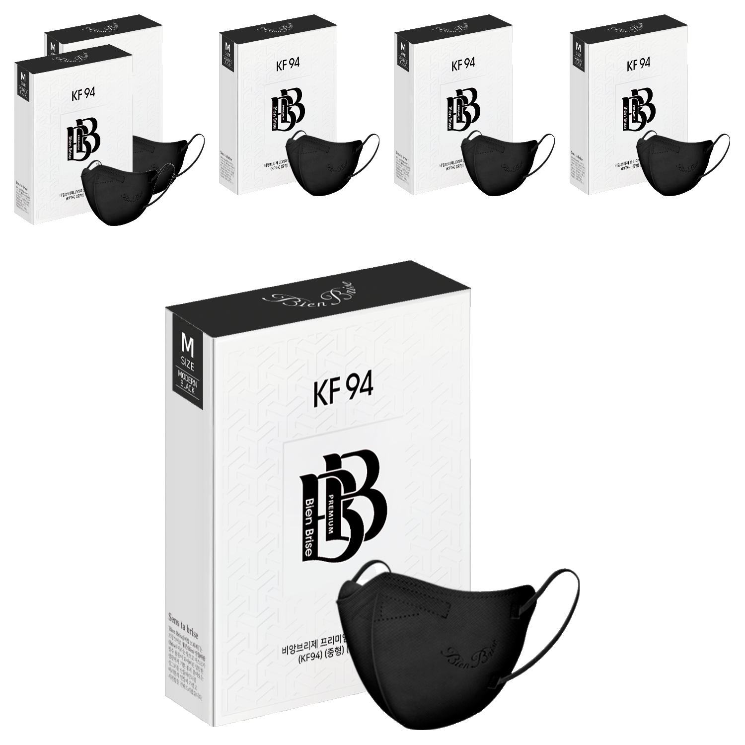 비앙브리제 프리미엄 방역용 마스크 성인용 KF94 중형, 10개입, 6개, 모던 블랙 33,600원