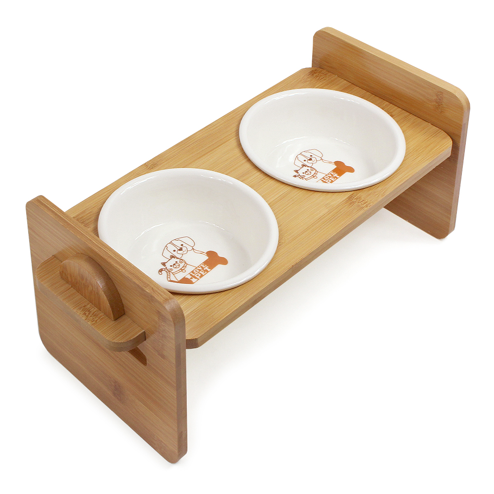 밤부디너 반려동물 원목식기세트 평면2구 Z40Z, 혼합 색상, 1세트 43,000원