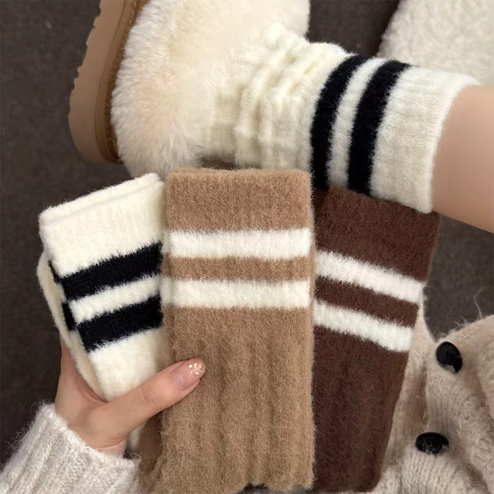 Banjiwu 여성 양말 스트라이프 겨울 수면 양말 수면 양말 임산부 무압박 중목 양말 장목 양말 중목 양말 도톰한 보온 방한 용품 다리 보온대 패션 4족 세트 31,390원