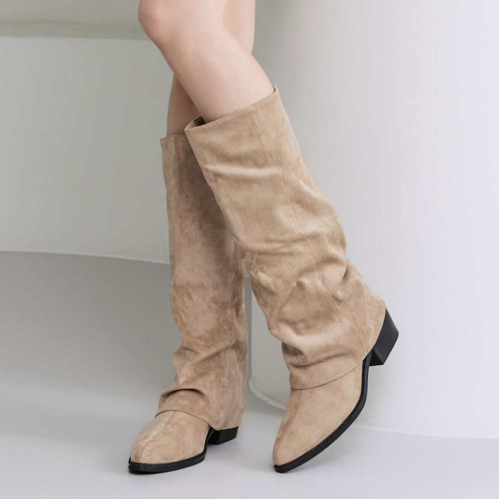 에스유니 통넓은 여성 스웨이드 셔링 워머 롱부츠 미들굽 4cm 46,900원