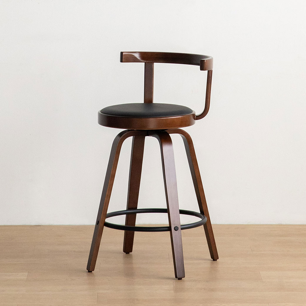 [당일발송]체리브 리드 원목 360도 회전 바체어 가죽 매장 업소용 바텐의자, 1개, 월넛(블랙PU) 106,500원