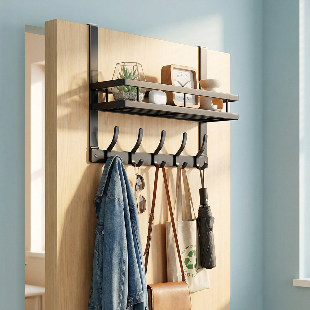 마메 무타공 선반 도어 행거 문걸이 후크 5구, 블랙, 1개 10,700원