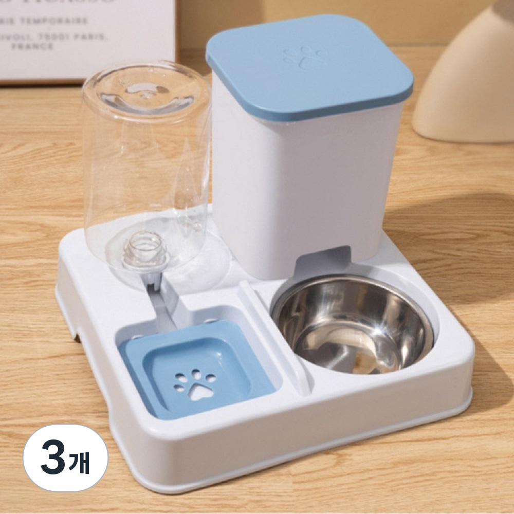 코코필 cocofil 반려동물용 자동 급수 급식 그릇 [스테인리스 스틸] | 분리형 구조로 손쉬운 세척, 3개, 파란색 31,930원