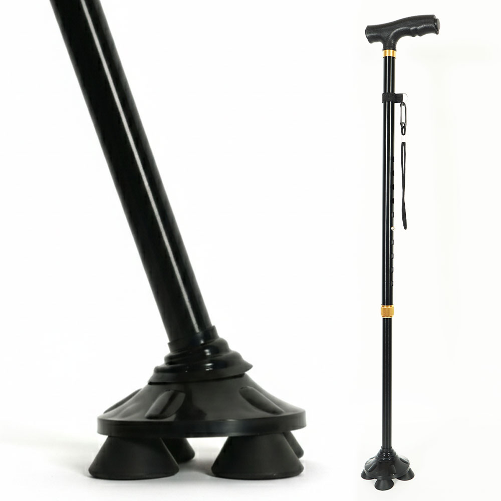 초경량 360도 회전 관절 네발 노인 지팡이, 블랙, 1개 14,000원
