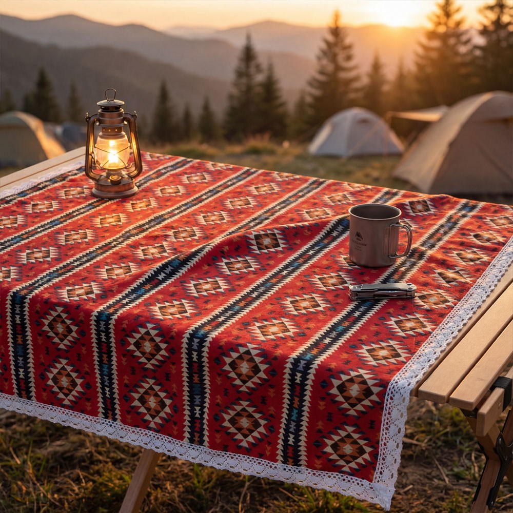 유스몰 보헤미안 패턴 레이스 아웃도어 캠핑 피크닉 테이블보, 레드 19,800원