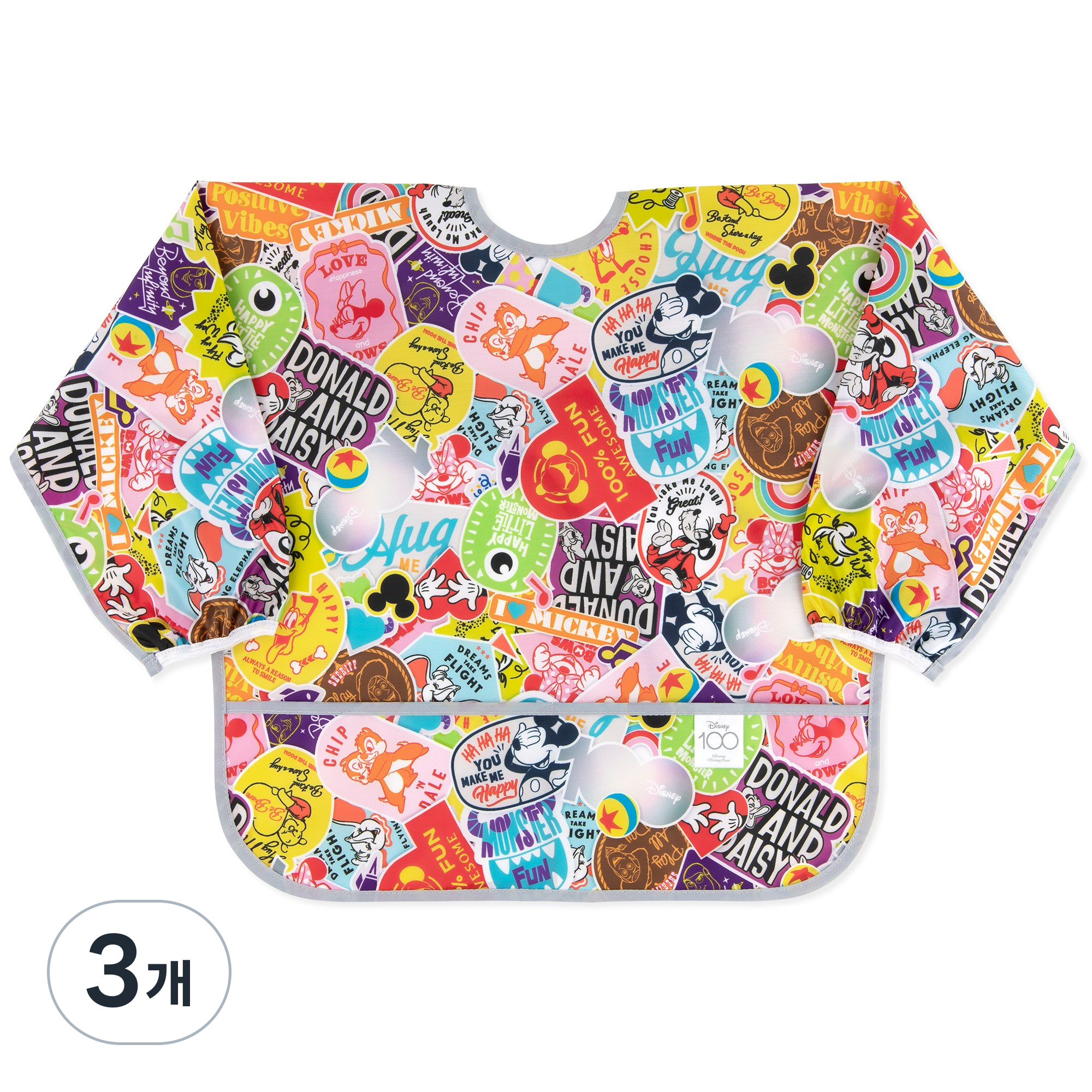 [범킨스] 긴팔 디즈니 자기주도 이유식 방수 턱받이, 이어스오브펀, 3개, 1개입 35,970원