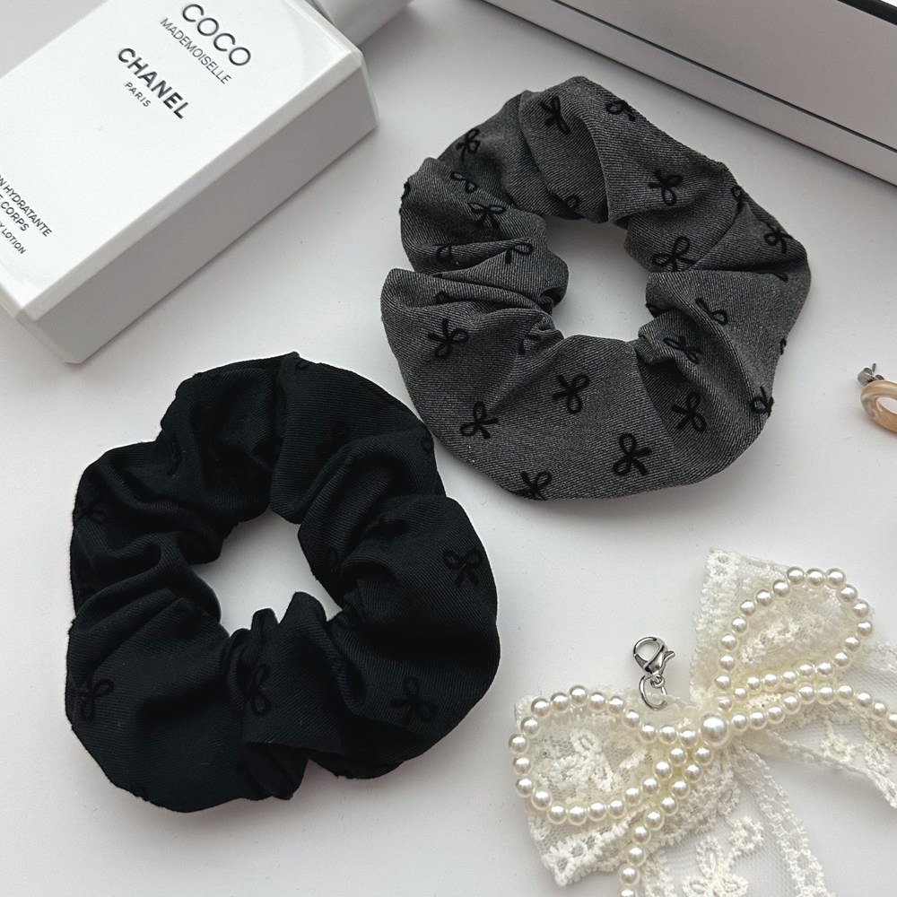 [2종세트] 바나초이 리본 패턴 코튼 미니 스크런치 4,500원