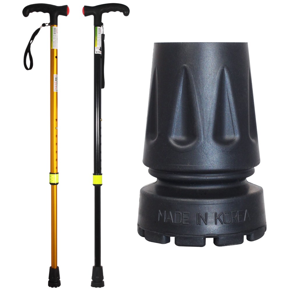국산 효도지팡이 노인 어르신 의료용 명품 높이조절식 실버용품 + 지팡이 고무패킹 고무마개, 1개, 블랙+고무패킹 19,000원