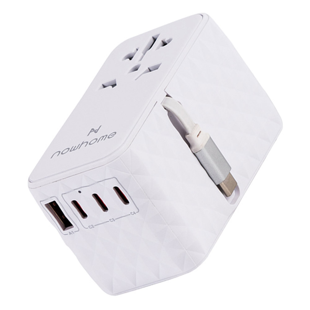 나우홈 USB 5포트 PD PPS 85W 여행용 멀티탭 에브리웨어 + 파우치 세트, 스노우 화이트, 1세트 49,000원