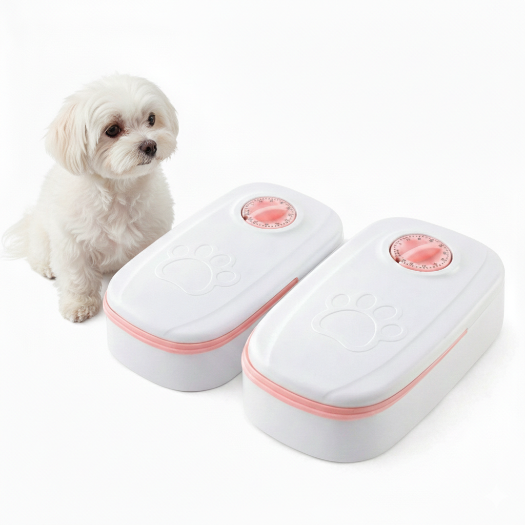 아이레노 반려펫용 자동급식기 프리미엄 다이닝 반려견 반려묘 타이머 설정 정량 배식 자동 밥그릇, 1개, 핑크2구, 350ml 28,900원