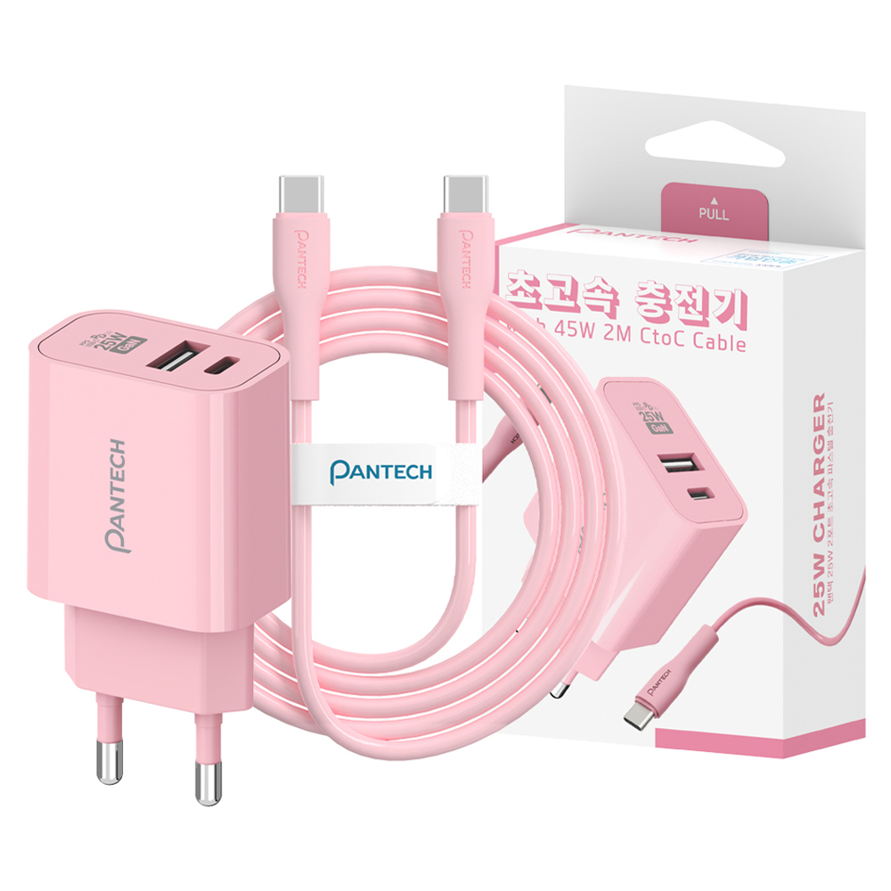 팬택 2포트 파스텔 C타입 고속충전기 25W + C타입 케이블 45W 2m 세트 9,310원
