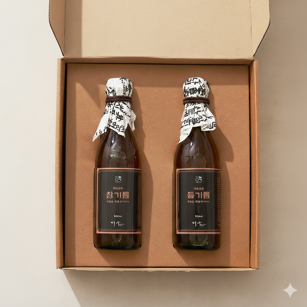 이삭방앗간 수입산 저온압착 참기름 + 들기름 350ml 2구 선물세트 30,900원