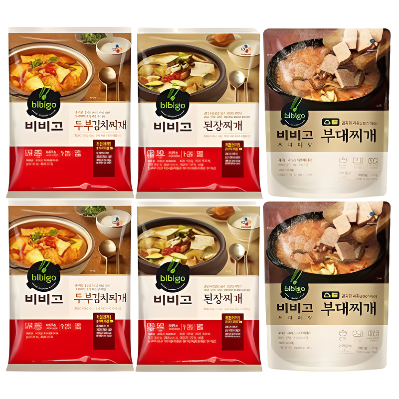비비고 찌개 3종 6개(두부김치x2 +된장찌개x2개+스팸부대찌개x2개) 53,300원