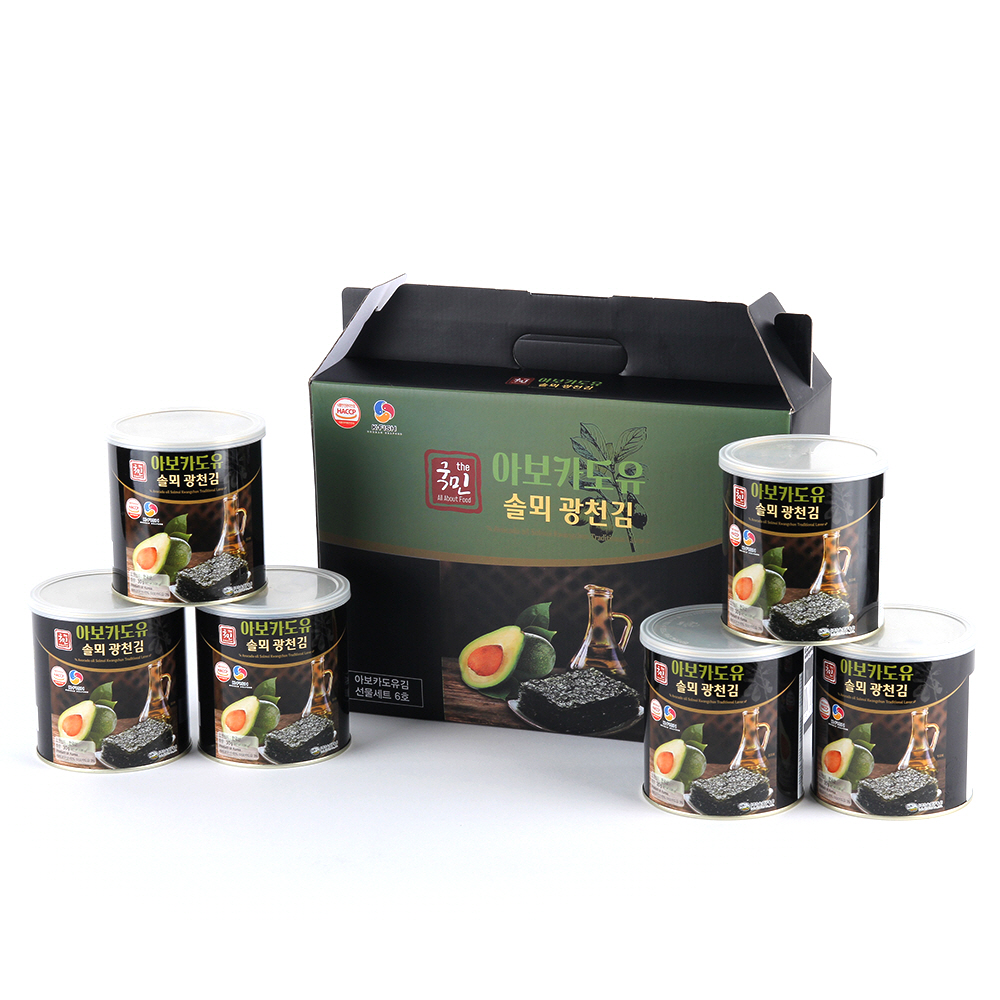 더국민 아보카도유 솔뫼 광천김 캔 6p, 180g, 5개 125,000원
