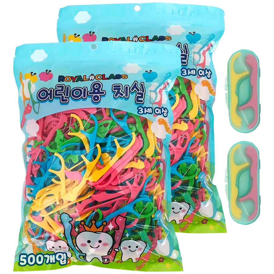 로얄클라쓰 어린이 일회용 치실 500p + 랜덤발송 10p + 케이스 세트 21,200원