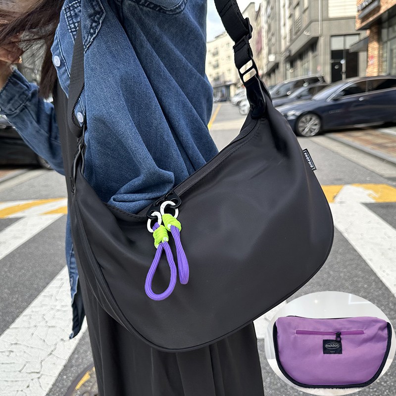 mddas 부드럽고 가벼운 반달 크로스백 여행용 방수 나일론 퍼플 9125 26,900원