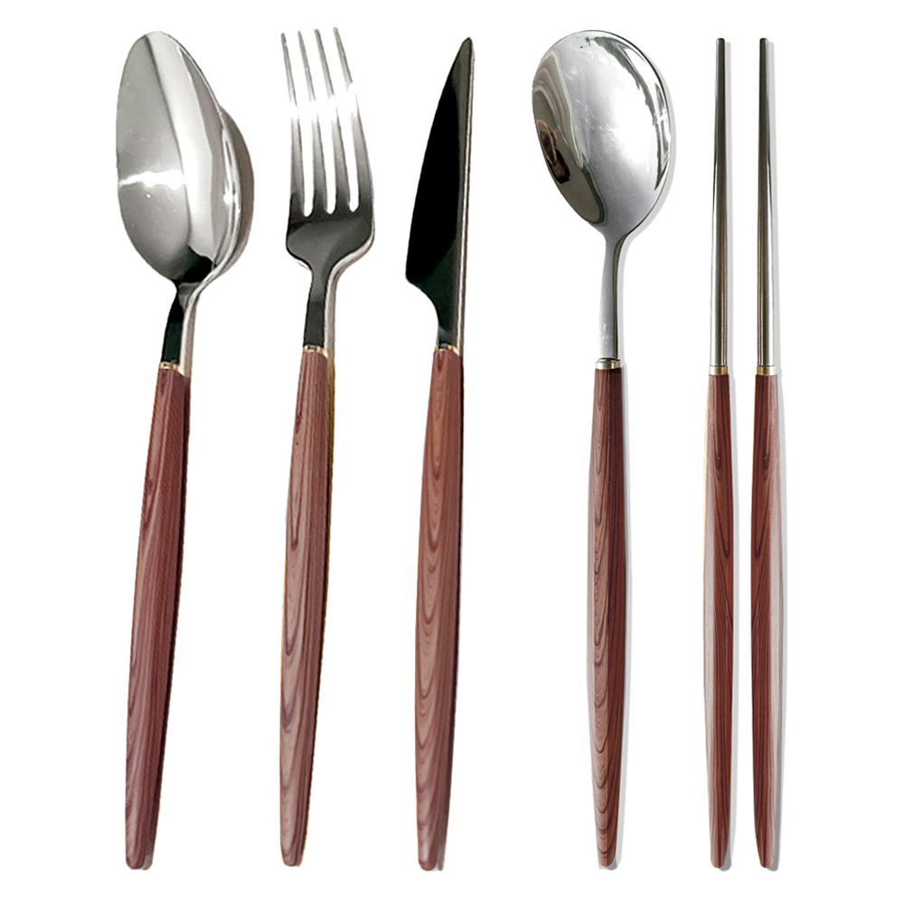 다드림 우드핸들 시리즈 커트러리 세트, 브라운, 스푼 + 포크 + 나이프 + 숟가락 + 젓가락, 1세트 12,100원