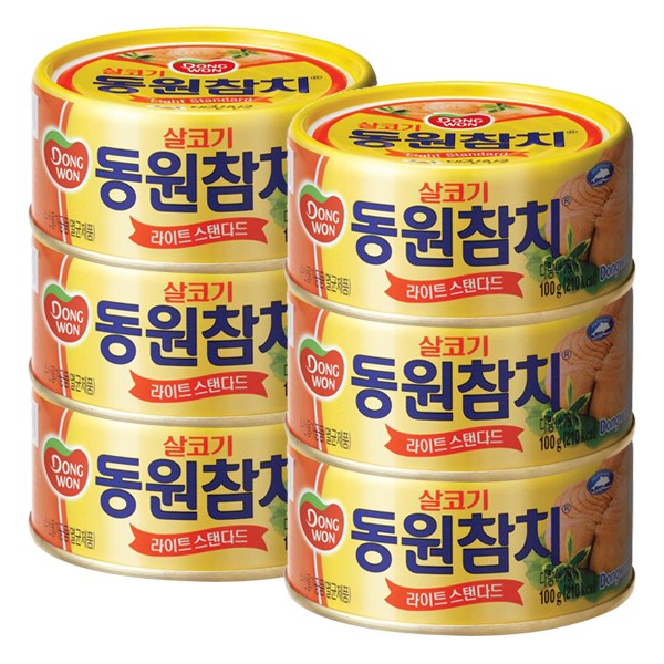 동원 라이트 스탠다드 참치, 100g, 6개 14,540원