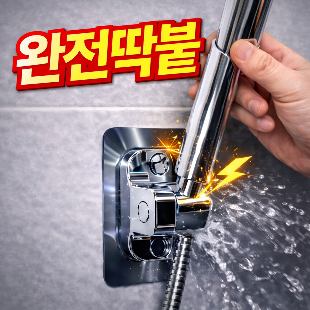 누바르 완전딱붙 샤워기 거치대 360도 각도조절, 메탈릭실버(silver) 9,900원