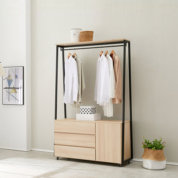 퍼스웰 셔닐 3단1200 이동식 서랍장행거(SG_084), 멀바우 236,000원