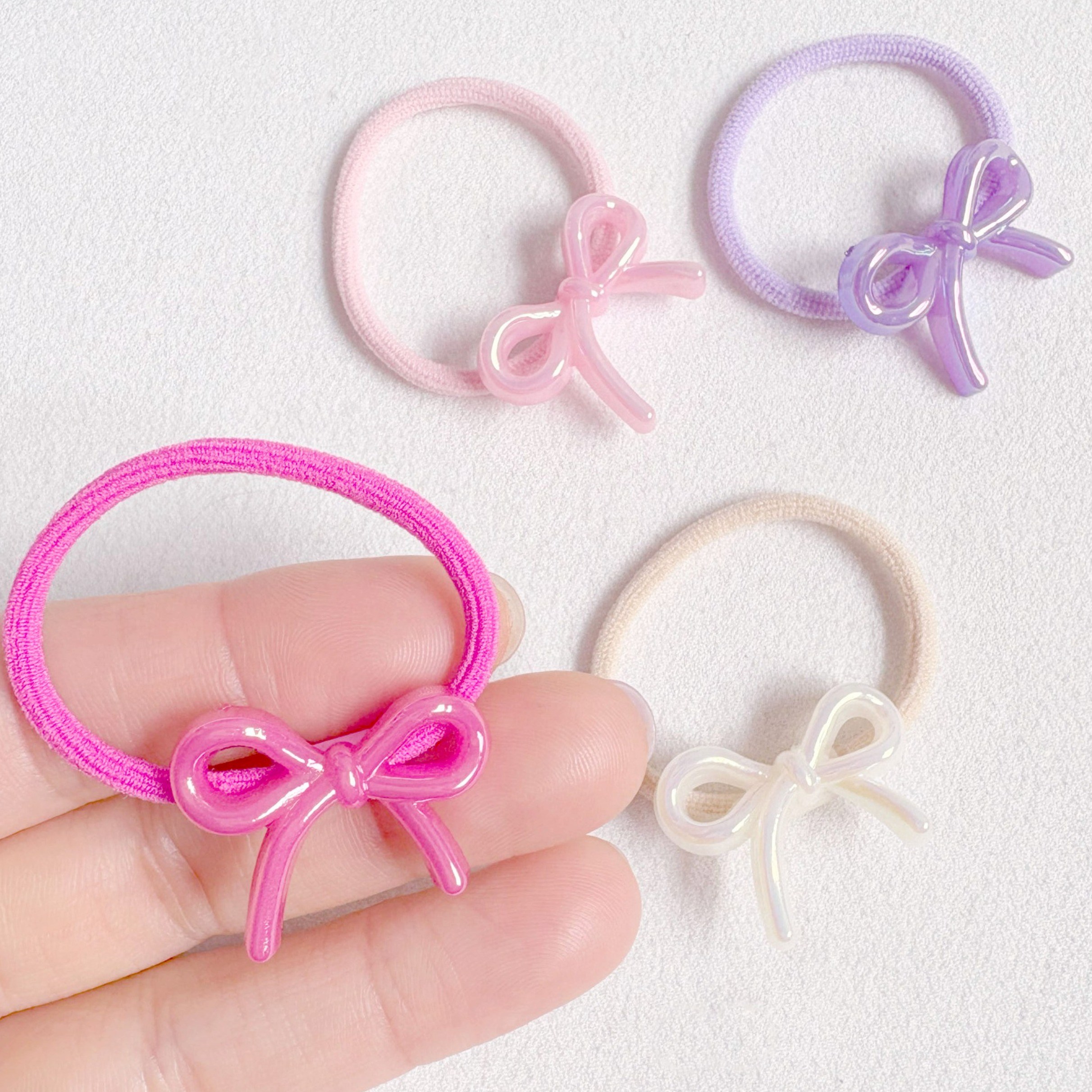 (4P 1세트)파라솔솔 여아 오로라 라운드 리본 머리끈 세트 헤어끈 머리고무줄 3,800원