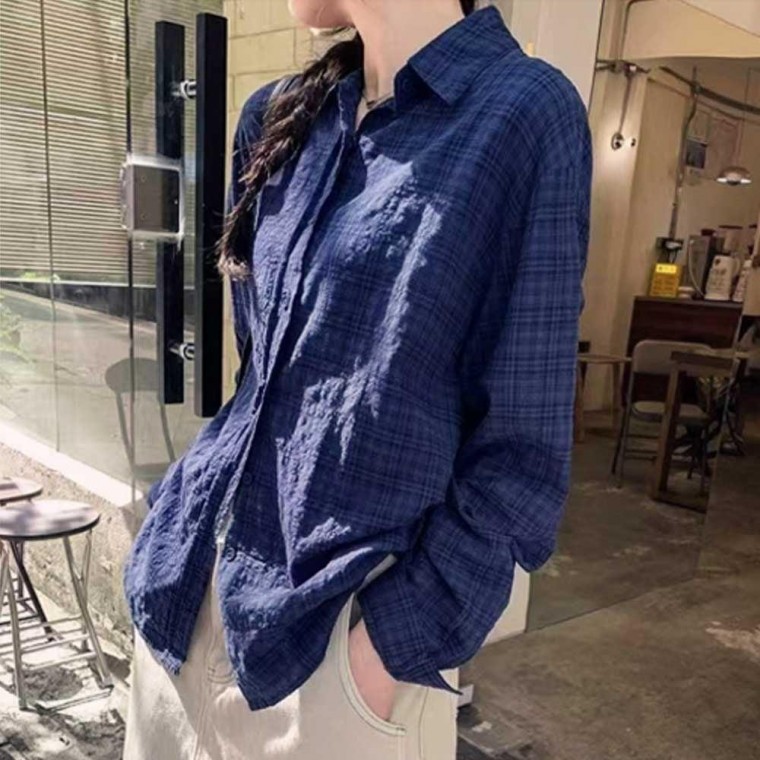 여성 가을 간절기 루즈핏 체크 레이어드 셔츠 남방 65,940원