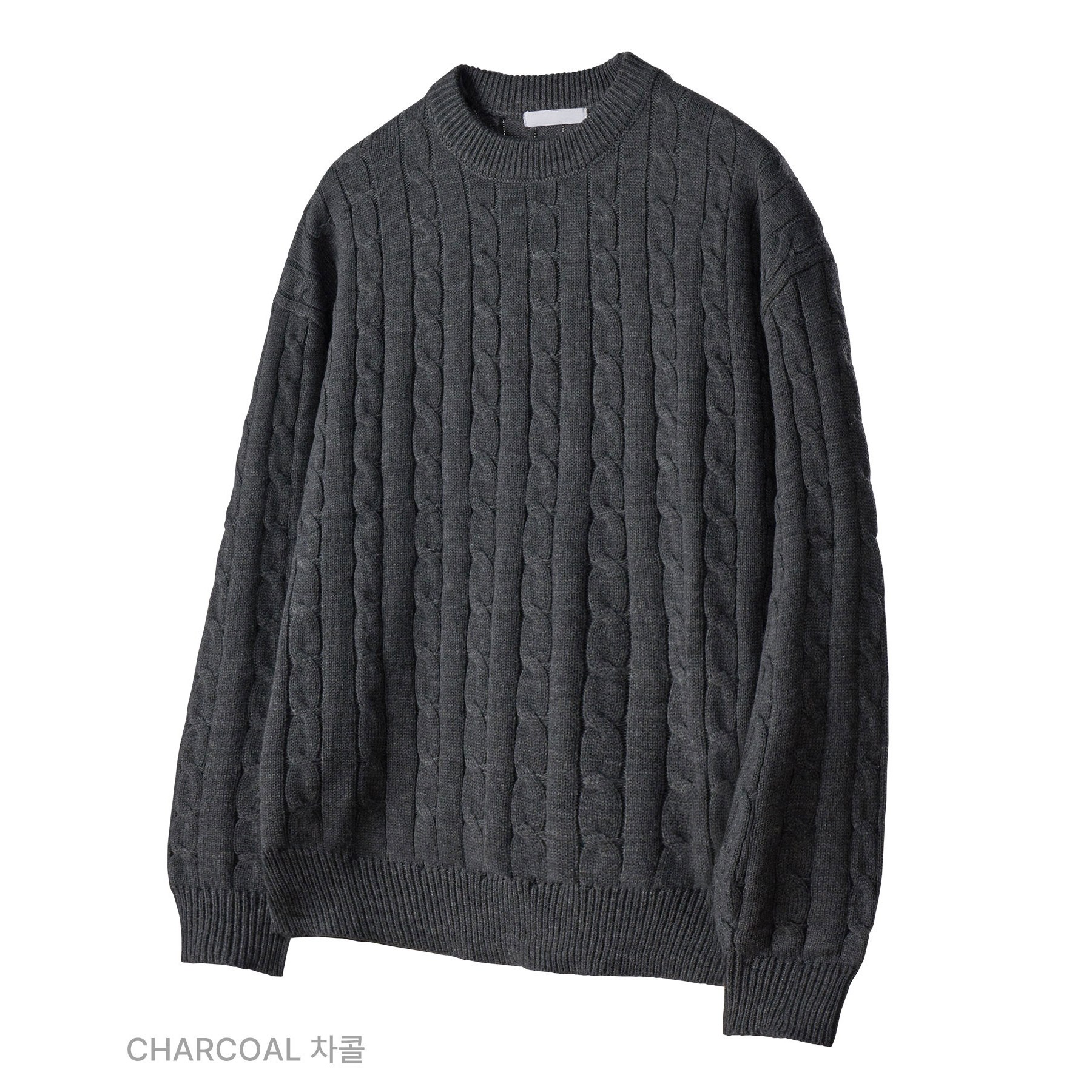 팀스핏 남성용 워셔블 빅사이즈 오버핏 꽈배기 라운드 니트 티셔츠 35,900원