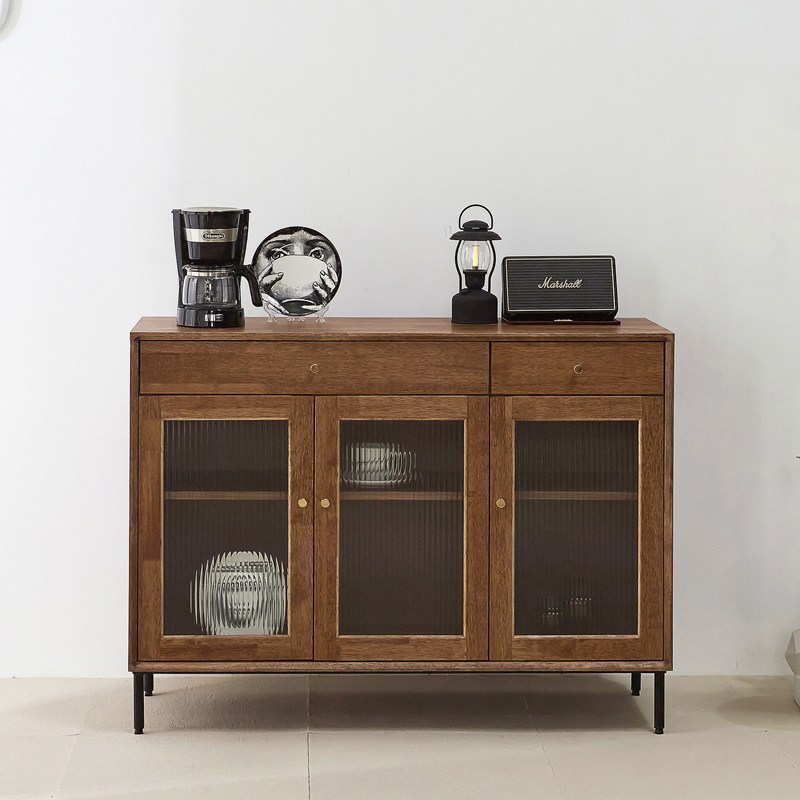 블리스데코 헨지 고무나무 1200 유리도어 서랍 주방수납장 DLA142_C, 월넛 309,000원