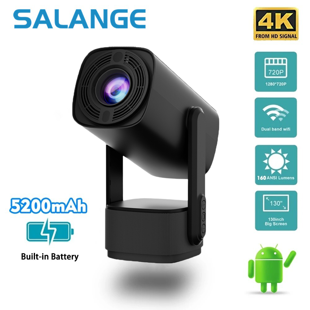 Salange 휴대용빔프로젝터 720P 풀HD 가정용빔프로젝트 홈시네마 안드로이드 11.0 스마트빔 캠핑용 충전식 프로젝터 한글지원 135,000원