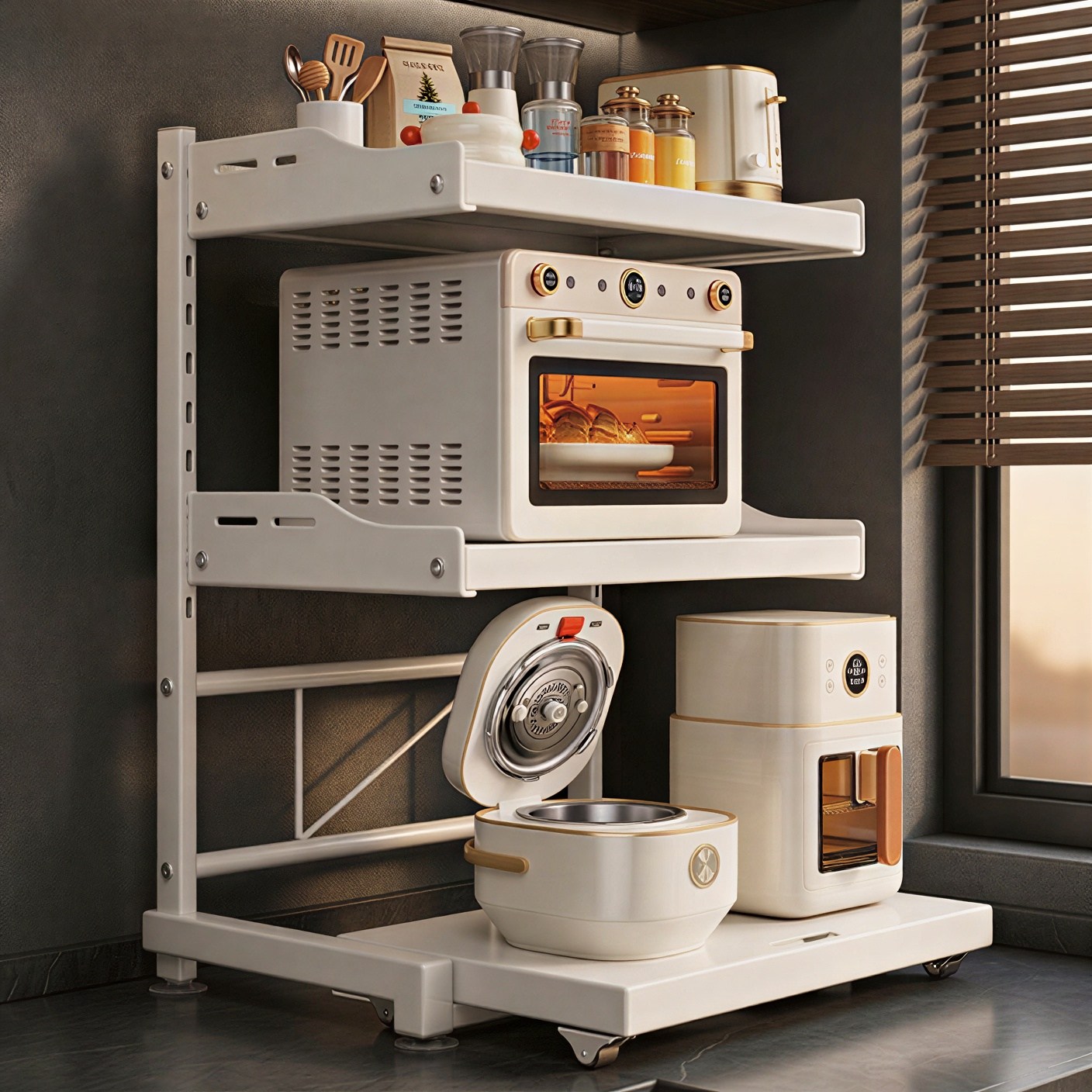 3단 전자레인지 슬라이딩 선반 대용량 높이조절 주방수납 45,900원