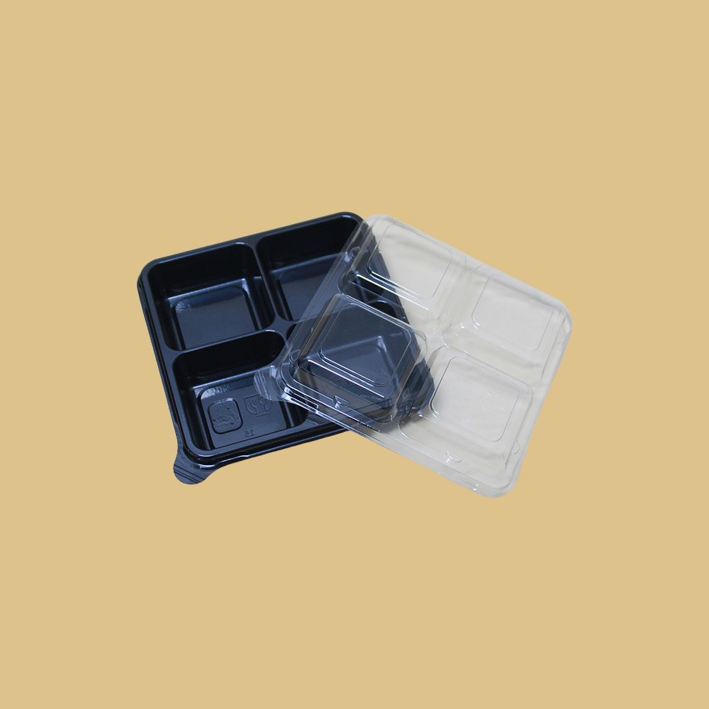 반찬용기,AJ-4칸용기(정사각형)- 900개(SET) - 투명.블랙 159,720원