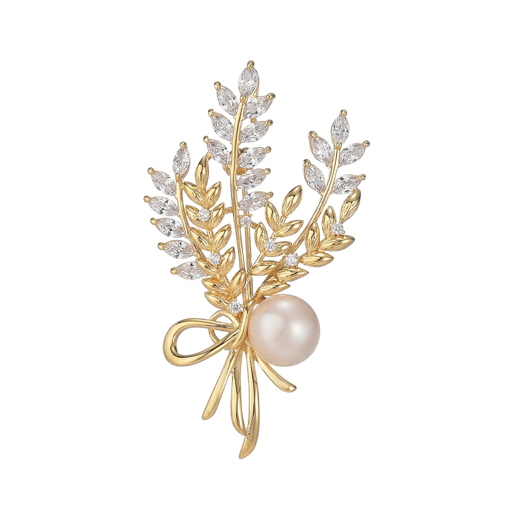 에르모사제이 B004 클래식 크리스탈 나뭇잎 담수 진주 브로치 22,900원