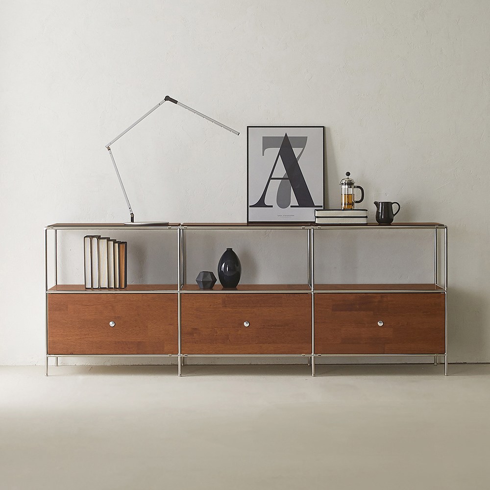 이노센트 스틸라 원목 미드센츄리 2000 높은 모듈 거실장 선반형 i104501, 월넛 599,000원