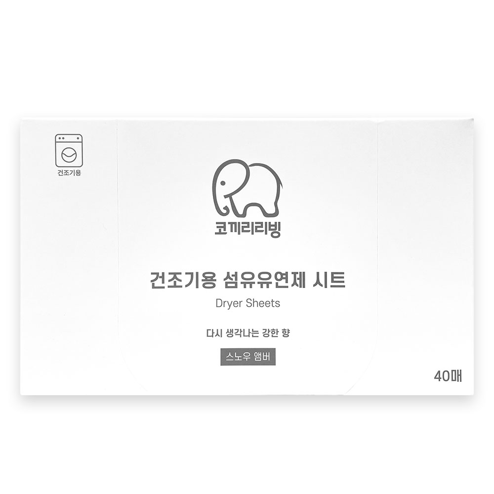 코끼리리빙 건조기용 섬유유연제 시트 스노우 앰버, 1개, 40매 2,590원