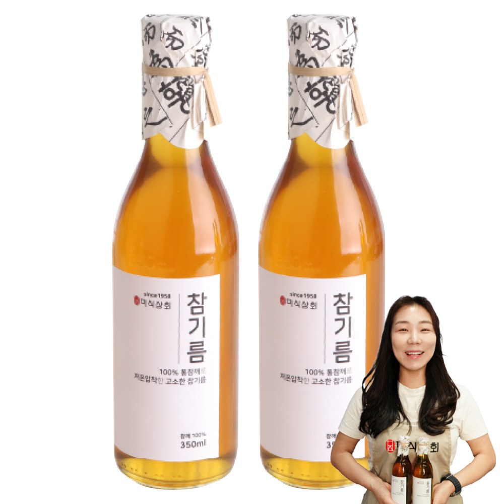 미식상회 100% 참기름 저온압착 통참깨 대용량, 350ml, 2개 24,590원