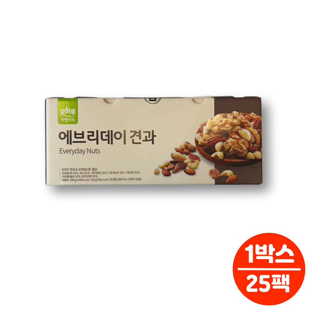 에브리데이 매일 하루 일일 견과 프리미엄 너츠 모듬 견과류 피칸 브라질넛 헤이즐넛 마카다미아 캐슈넛 아몬드 호두, 500g, 1세트 41,800원