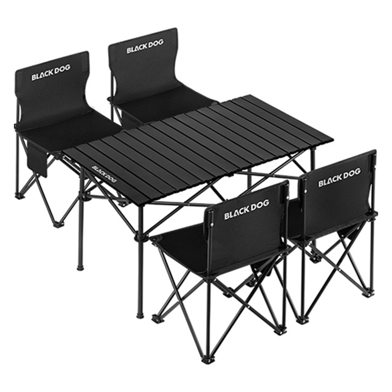 BLACKDOG 고강도 탄소강 경량 접이식 캠핑 테이블 + 의자 4개입 D2550JJ03755 45,000원
