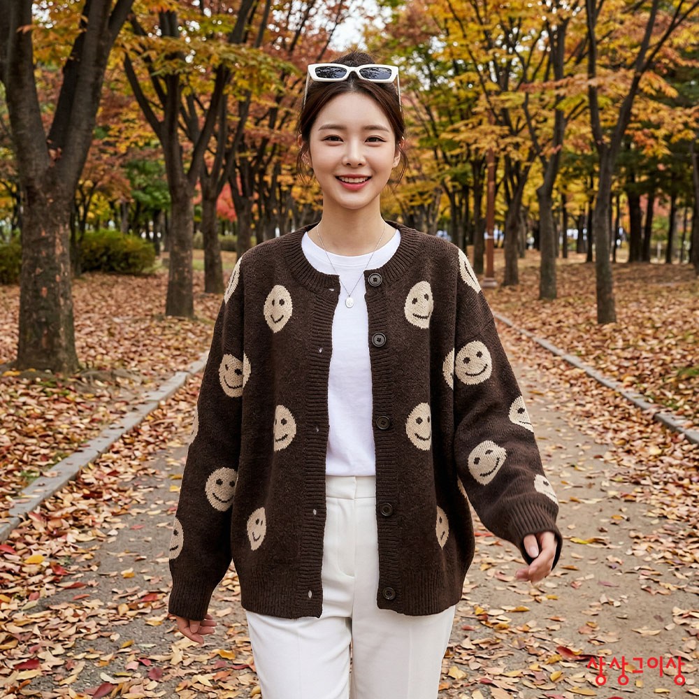 상상그이상 여성용 소프트 울 소재 가볍고 따뜻한 데일리 캐쥬얼 귀여운 쟈가드 니트 라운드 가디건 36,960원