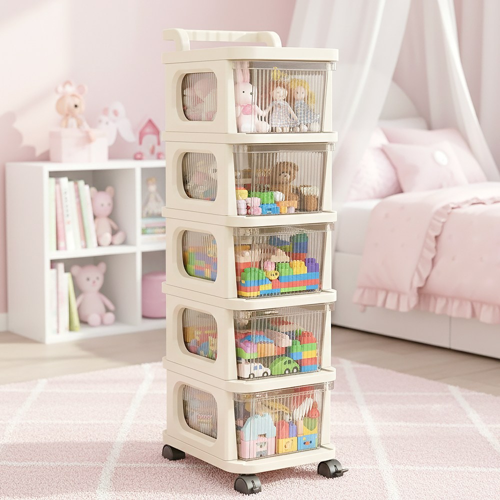 아모란나 이동식 반투명서랍 트롤리 튼튼한 수납 선반, 아이보리, 5단 28,900원