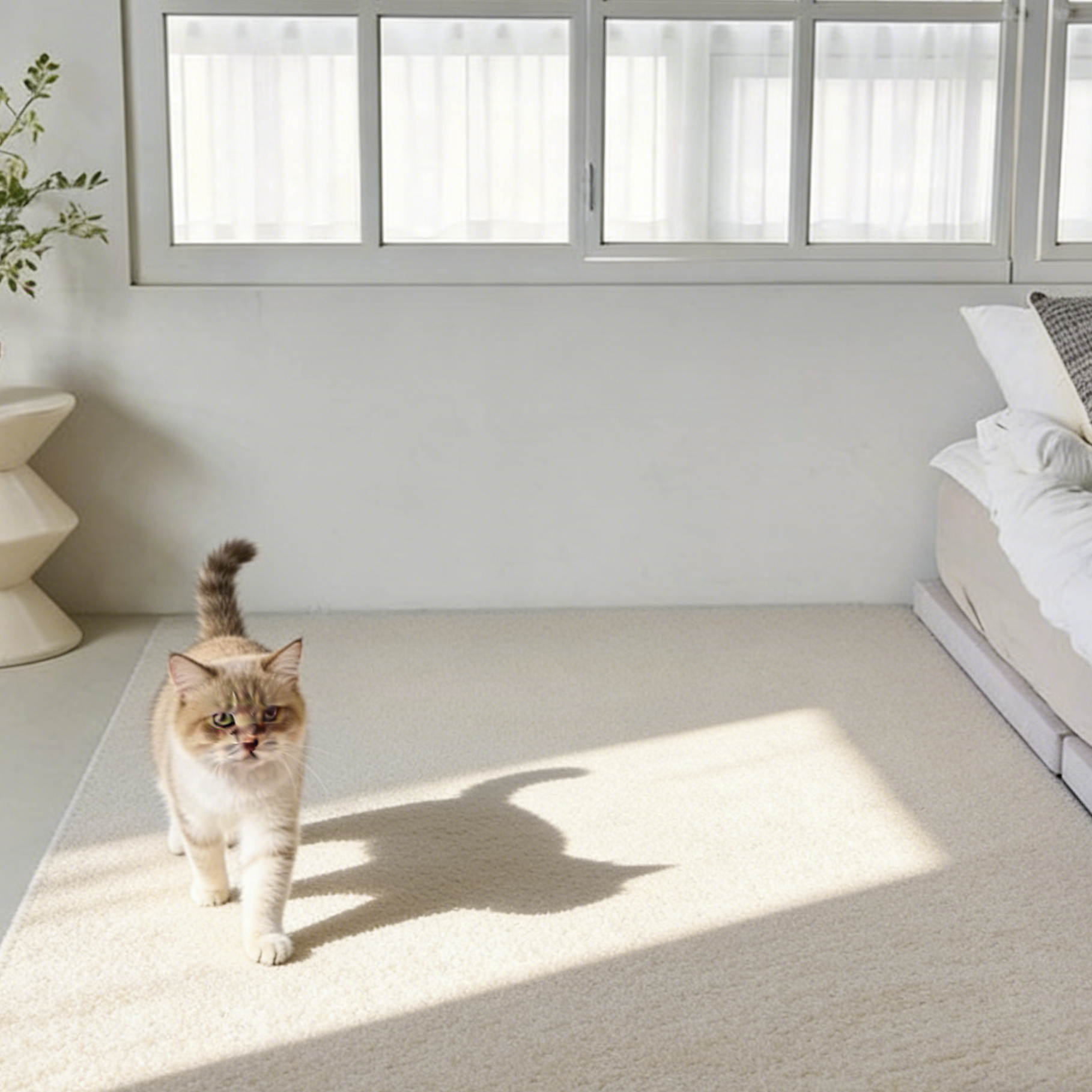 헤이만바 고양이 평판형 스크래쳐 강아지 미끄럼방지 논슬립 초특대형 거실매트 사계절, 1개, 크림색 35,000원