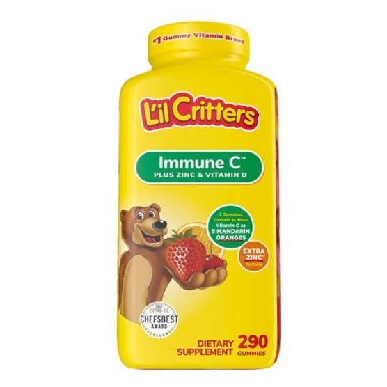 Lil Critters 키즈 이뮨 C 아연 비타민D 어린이 종합비타민 비타민젤리 맛있는비타민 290구미 1팩 38,520원