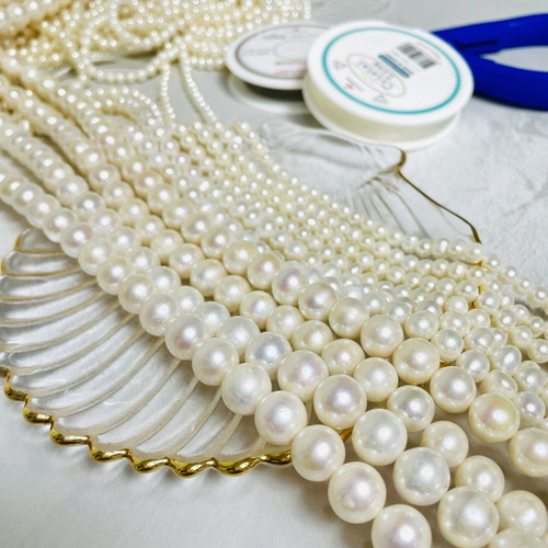 담수진주 비즈 공예 재료 악세사리 부자재 둥근 5미리-11미리 37,800원