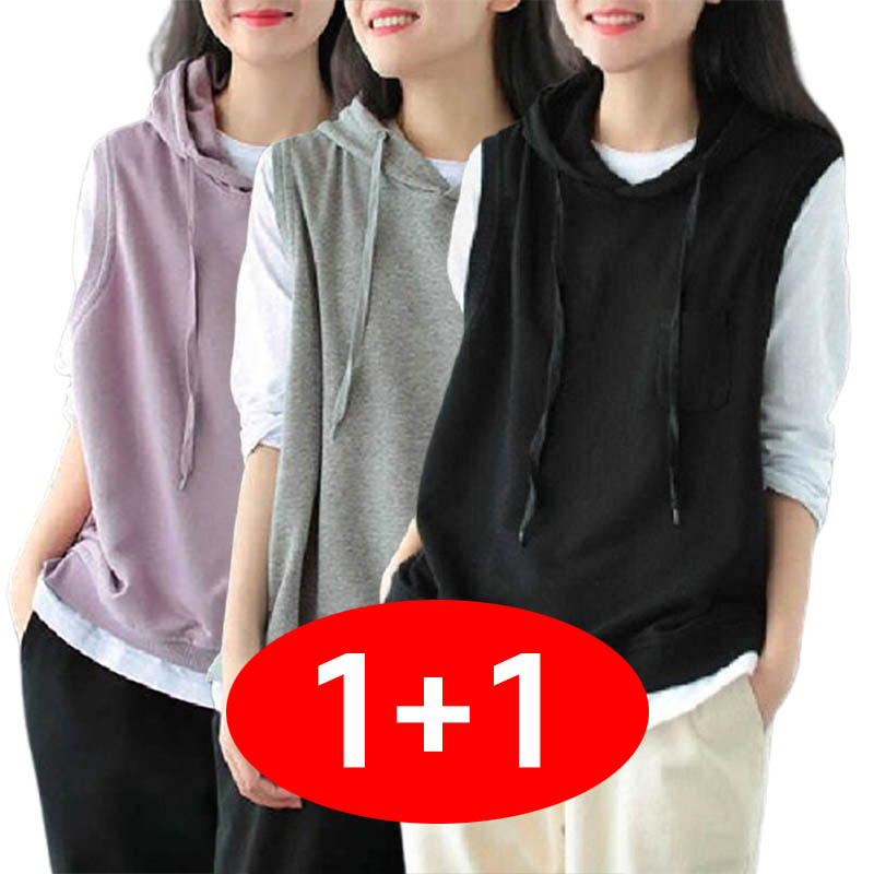 봄 가을 여성용 면 후드 조끼 루즈핏 풀오버 캐주얼 스타일 따뜻 스타일리시 면 후드 조끼 통기성 계절 전환 적절 디자인 햇볕 코디 분위기 맨투맨 다양 일상룩 30,750원