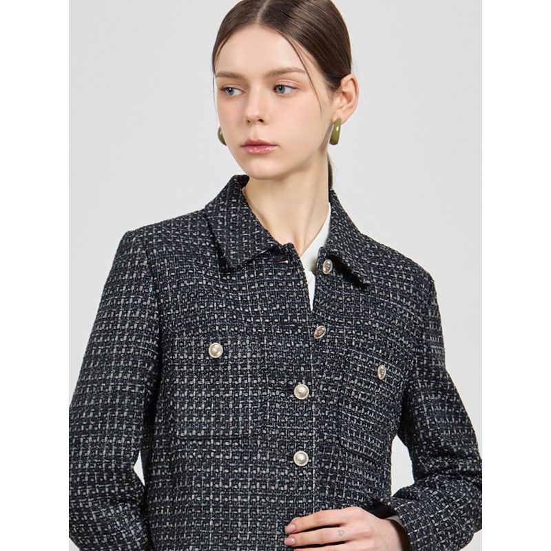 리스트 골드버튼 크롭 울블렌디드 트위드 재킷 택가격 348000원 52,620원